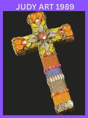 Vintage Cross Art Upcycled Elements Judy Art